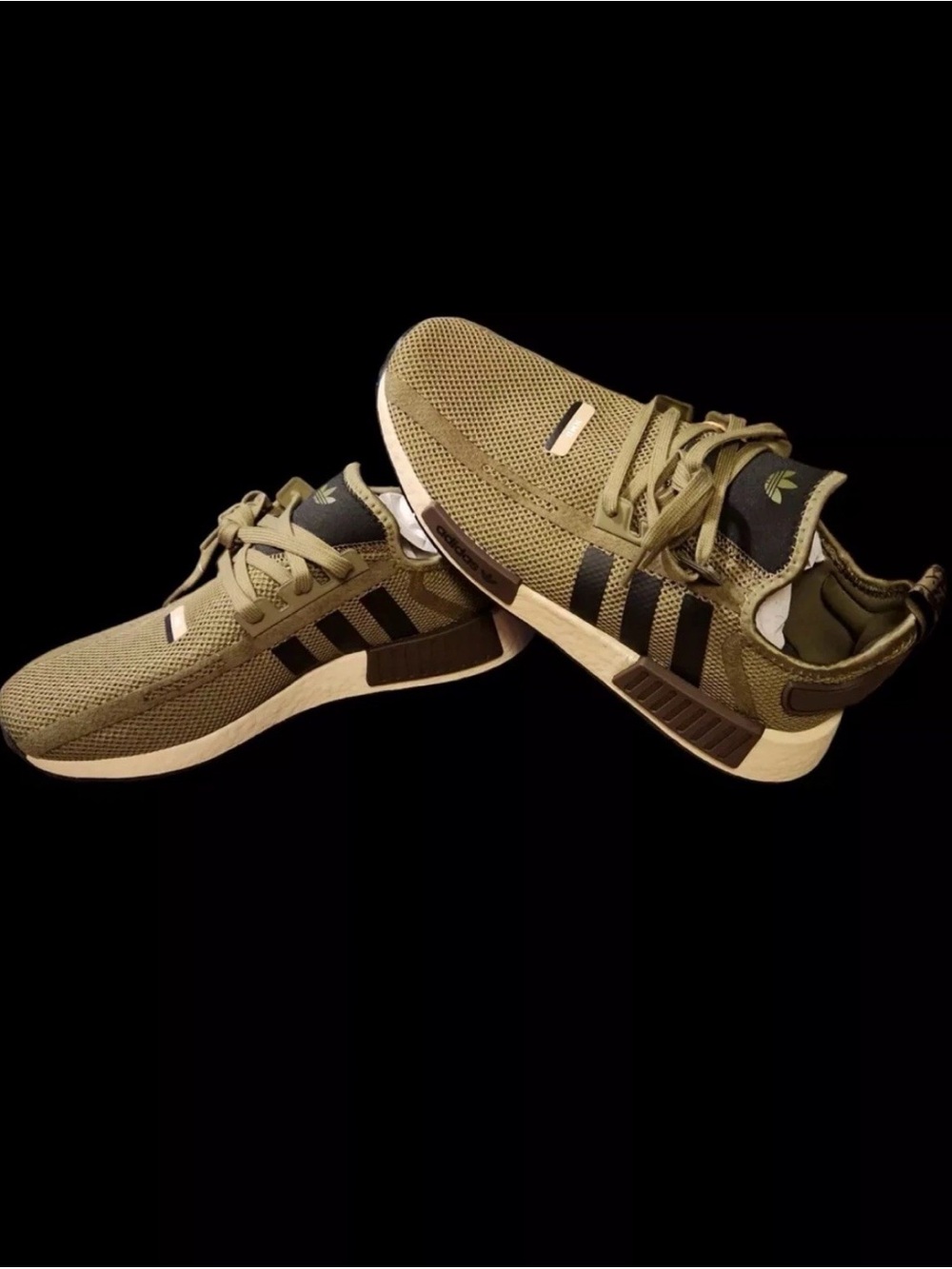 adidas Men’s Olive Green Knit Runner with Black Stripes